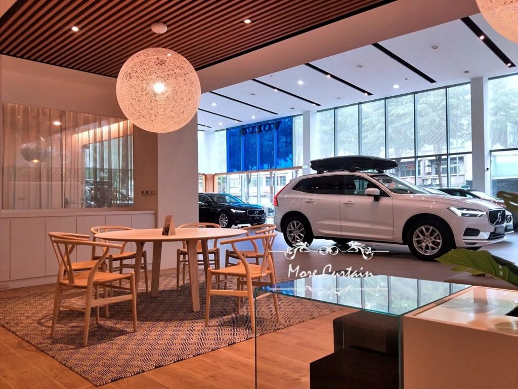 汽車展示中心洽談室防焰進口紗簾 商業空間窗簾設計