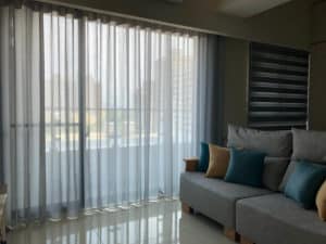 蛇簾 紗簾 客廳窗簾 落地窗設計