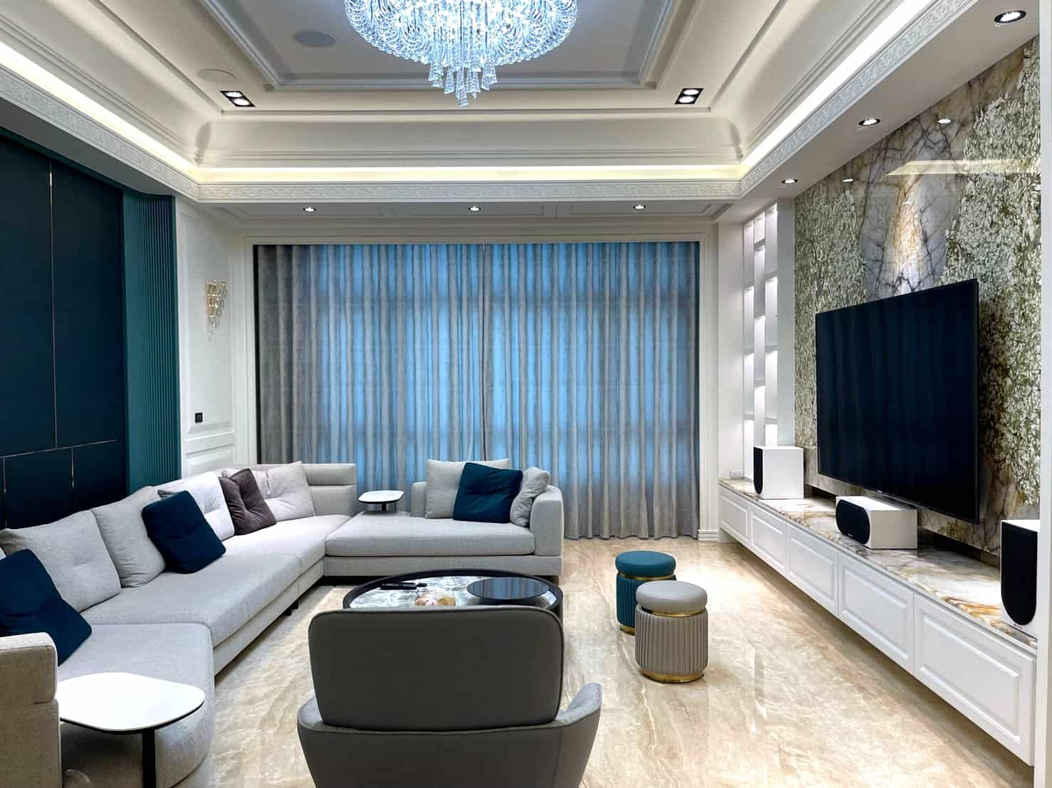 客廳窗簾布-歐美進口布料-透光蛇簾