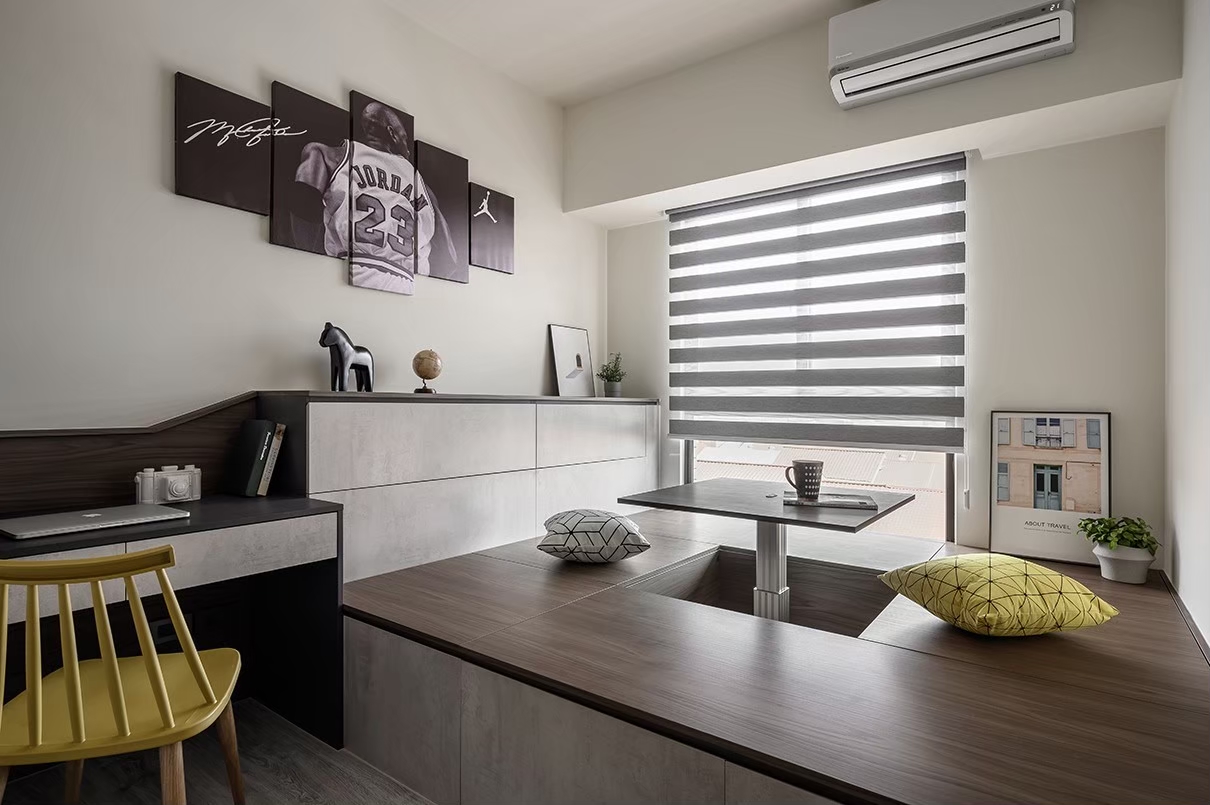 書房次臥室窗簾規劃設計-進口遮光調光簾-簡約窗簾-好清潔窗簾